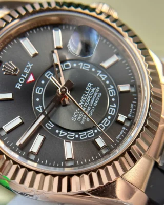 Replica Rolex Sky-Dweller Rose gold Case Slate Dial Oysterflex Bracelet