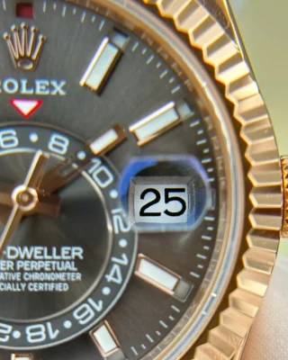 Replica Rolex Sky-Dweller Rose gold Case Slate Dial Oysterflex Bracelet