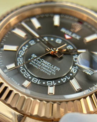 Replica Rolex Sky-Dweller Rose gold Case Slate Dial Oysterflex Bracelet