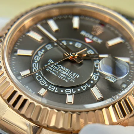 Replica Rolex Sky-Dweller Rose gold Case Slate Dial Oysterflex Bracelet
