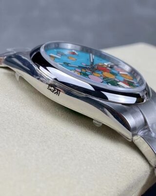 Superclone Rolex Oyster Perpetual Turquoise Dial 124300 Profile Shot