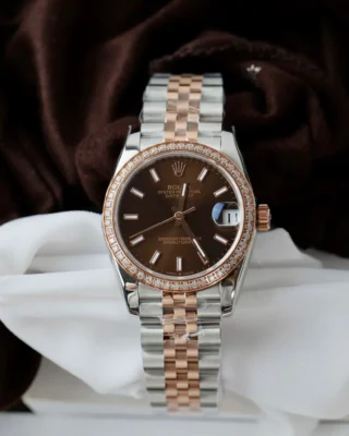 Replica Rolex Datejust Chocolate Dial Fluted Bezel Jubilee Bracelet