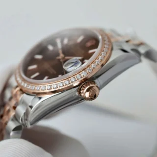 Replica Rolex Datejust Chocolate Dial Fluted Bezel Jubilee Bracelet