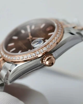 Replica Rolex Datejust Chocolate Dial Fluted Bezel Jubilee Bracelet