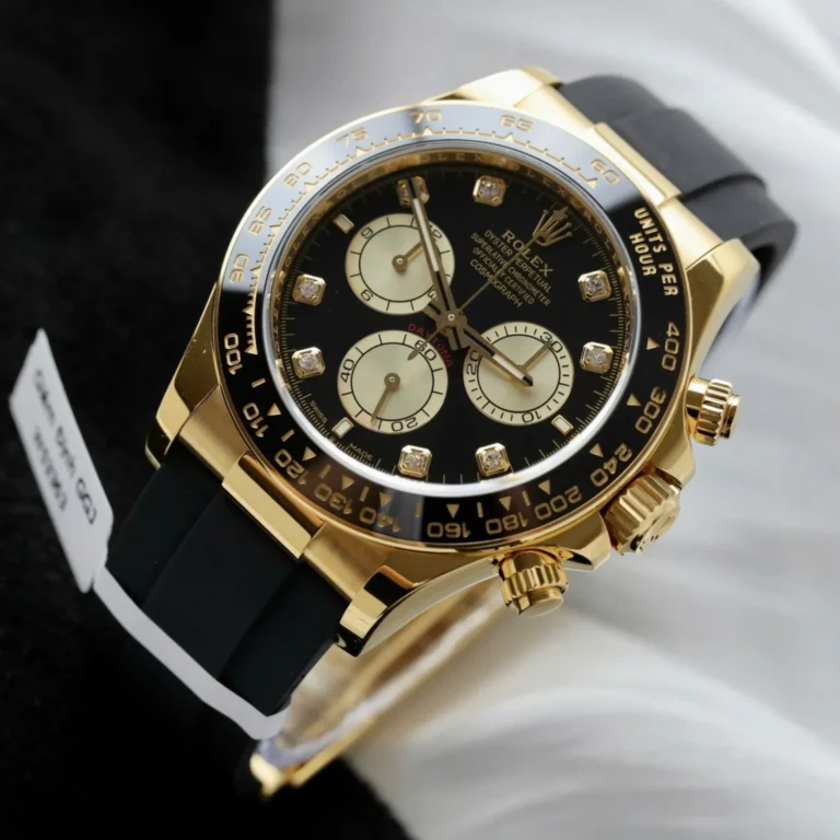 Rolex Daytona Black Dial Black Bezel Golden Case Oysterflex Bracelet