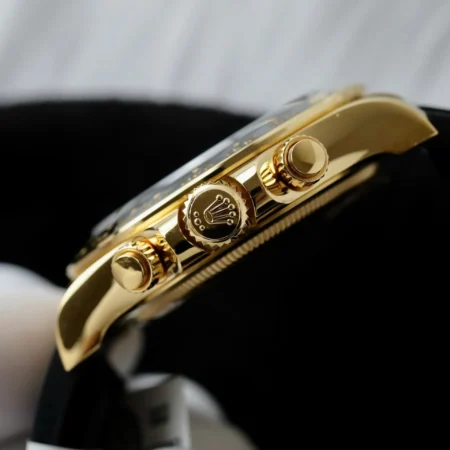 Rolex Daytona Black Dial Black Bezel Golden Case Oysterflex Bracelet