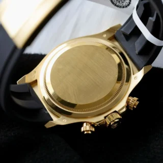 Rolex Daytona Black Dial Black Bezel Golden Case Oysterflex Bracelet