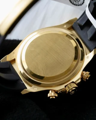 Rolex Daytona Black Dial Black Bezel Golden Case Oysterflex Bracelet