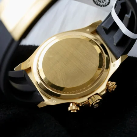 Rolex Daytona Black Dial Black Bezel Golden Case Oysterflex Bracelet