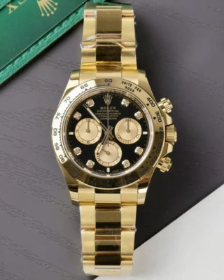 Replica Rolex Daytona Black Dial Gold Case Gold Oyster Bracelet