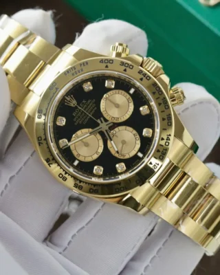 Replica Rolex Daytona Black Dial Gold Case Gold Oyster Bracelet