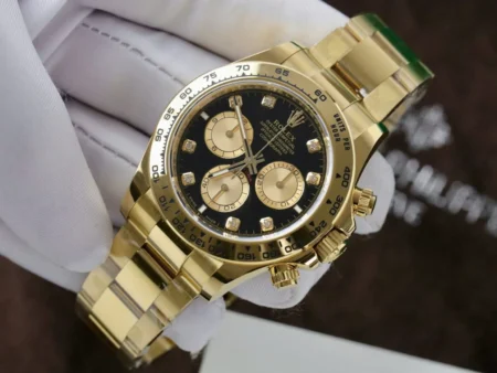 Replica Rolex Daytona Black Dial Gold Case Gold Oyster Bracelet