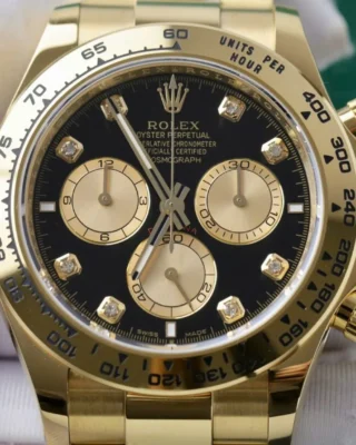 Replica Rolex Daytona Black Dial Gold Case Gold Oyster Bracelet