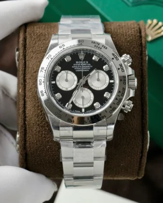 Replica Rolex Daytona Black Dial Steel Bezel Oyster Bracelet