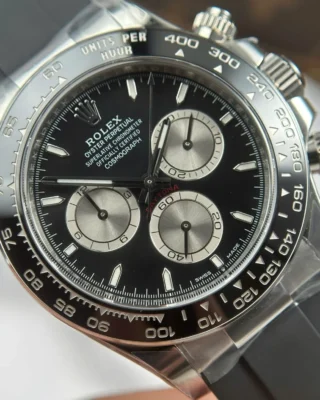 Replica Rolex Daytona Black Dial Black Bezel Oysterflex Bracelet