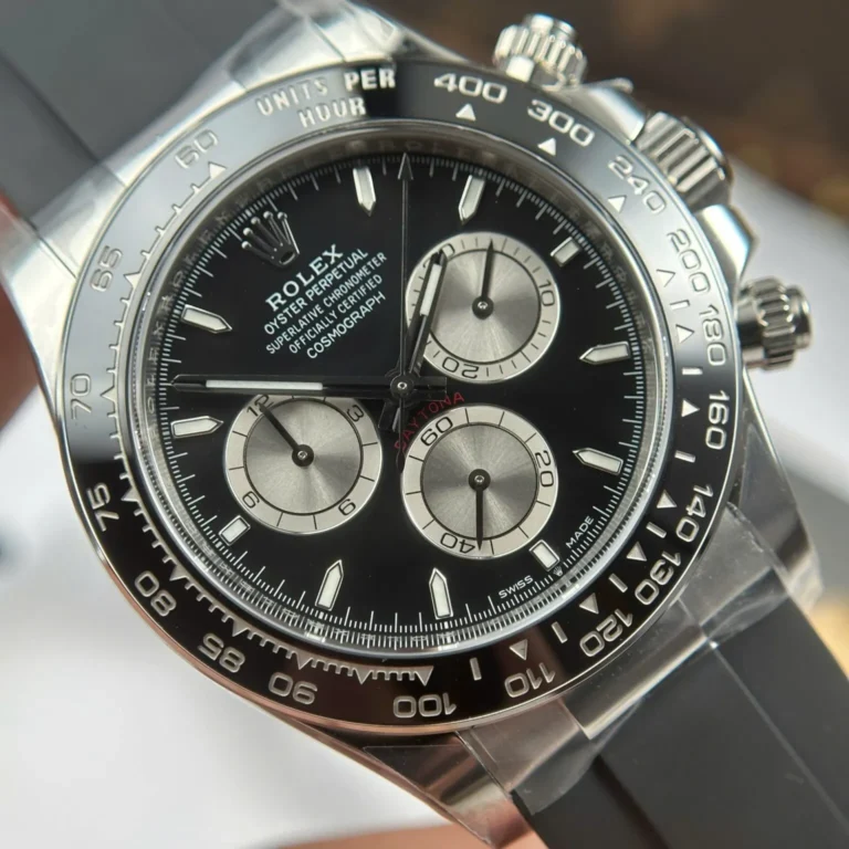 Replica Rolex Daytona Black Dial Black Bezel Oysterflex Bracelet