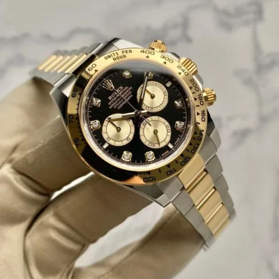 Superclone Rolex Daytona Black Diamond Dial 126503 Close-Up Focus