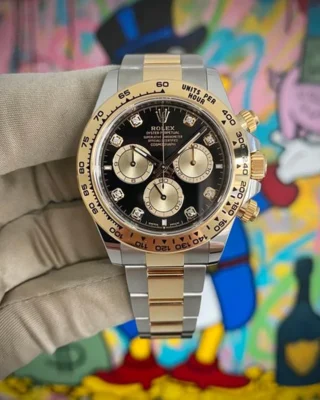 Superclone Rolex Daytona Black Diamond Dial 126503 Angle Detail