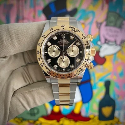 Superclone Rolex Daytona Black Diamond Dial 126503 Angle Detail