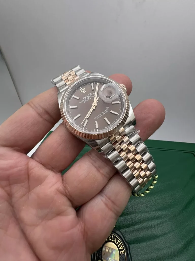 Superclone Rolex Datejust Chocolate Dial 126231 Jubilee Perspective View