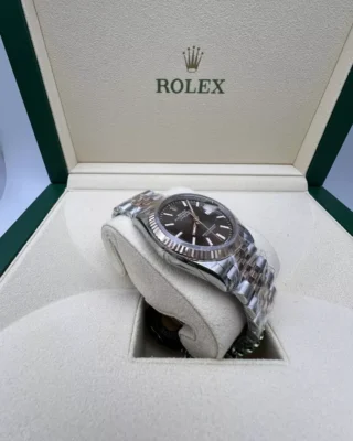 Superclone Rolex Datejust Chocolate Dial 126231 Jubilee Angle Detail