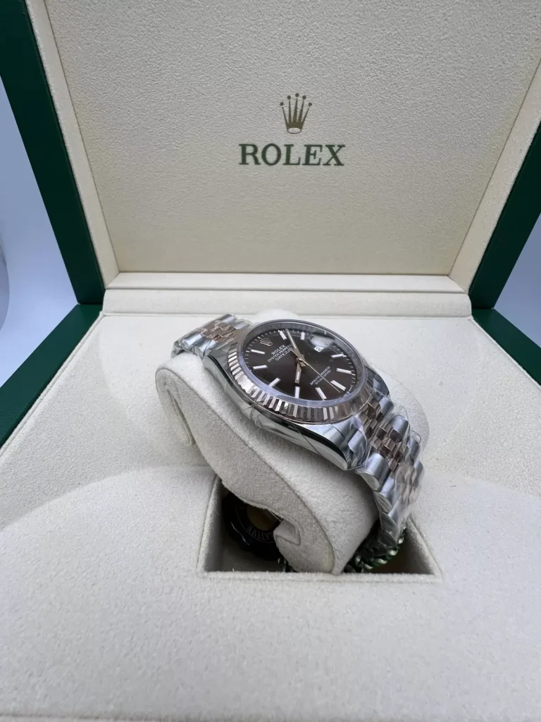 Superclone Rolex Datejust Chocolate Dial 126231 Jubilee Angle Detail