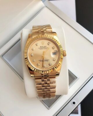 Replica Rolex Datejust RG/RG Jub Gold/Dial Close-Up Focus