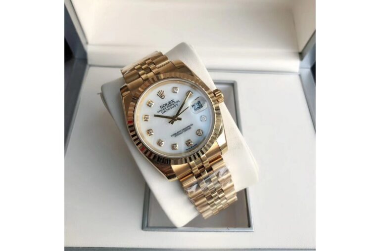 Replica Rolex Datejust RG/RG Jub White/Dial Angle Detail