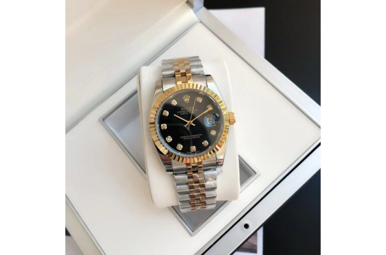 Replica Rolex Datejust RG/SS Jub Black/Dia Close-Up Focus