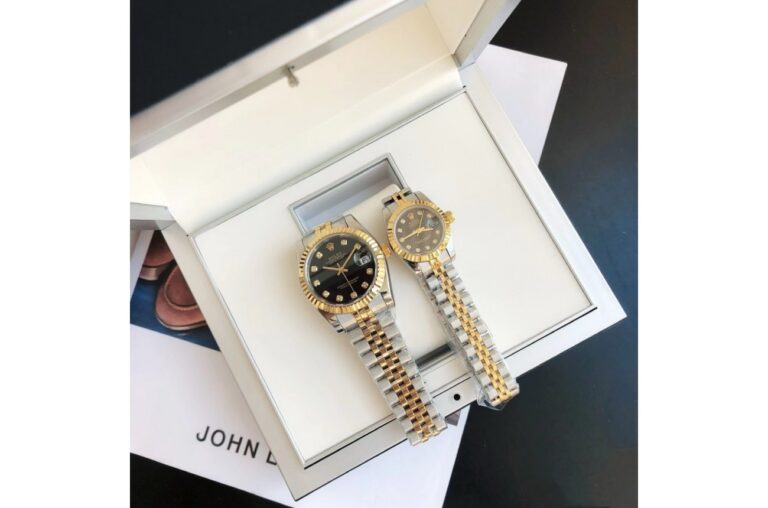 Replica Rolex Datejust RG/SS Jub Black/Dia Profile Shot