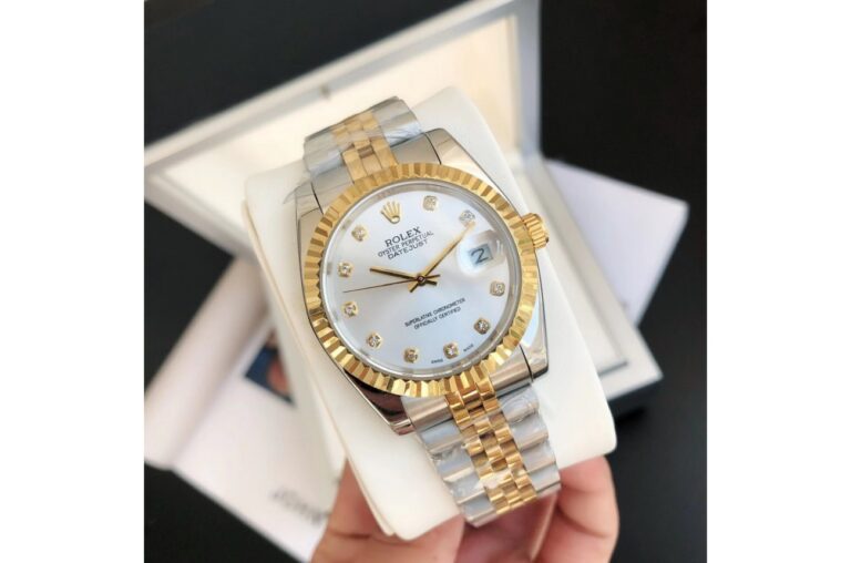 Replica Rolex Datejust RG/SS Jub Sliver/Dia Perspective View