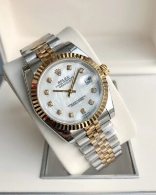 Replica Rolex Datejust RG/SS Jub White/Dial Close-Up Focus