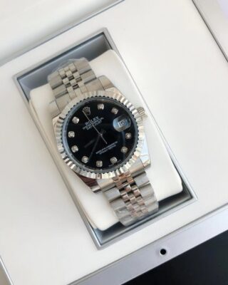 Replica Rolex Datejust SS/SS Jub Black/Dial Close-Up Focus