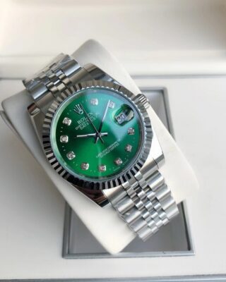 Replica Rolex Datejust SS/SS Jub Green/Dia Close-Up Focus