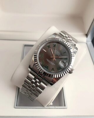 Replica Rolex Datejust SS/SS Jub Grey/Rmn Close-Up Focus