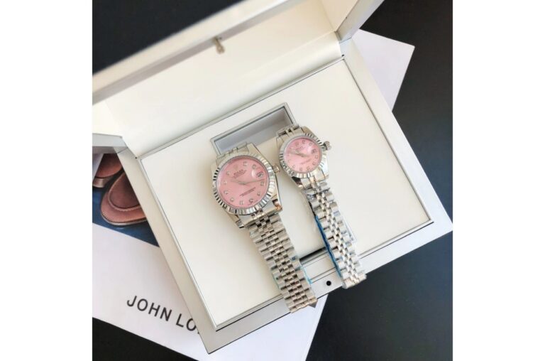 Replica Rolex Datejust SS/SS Jub Pink/Dial Angle Detail