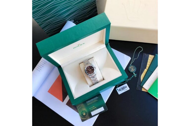 Replica Rolex Oyster Perpetual SS/SS Black/Stk Angle Detail
