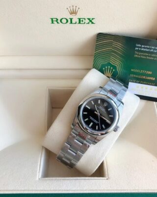 Replica Rolex Oyster Perpetual SS/SS Black/Stk Design Element