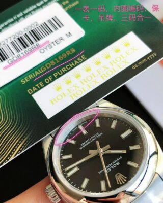 Replica Rolex Oyster Perpetual SS/SS Black/Stk Profile Shot