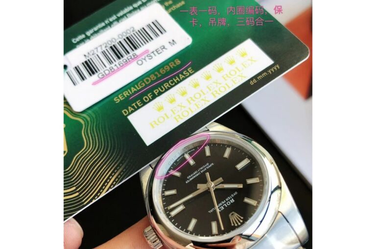 Replica Rolex Oyster Perpetual SS/SS Black/Stk Profile Shot