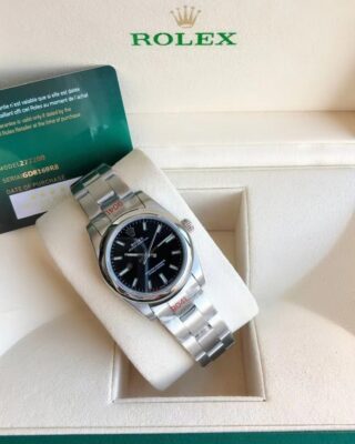 Replica Rolex Oyster Perpetual SS/SS Black/Stk Feature Highlight