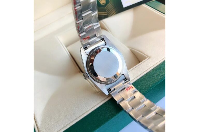 Replica Rolex Oyster Perpetual SS/SS Green/Stk Alternate Angle