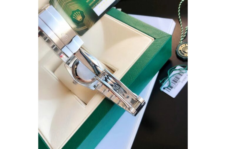 Replica Rolex Oyster Perpetual SS/SS Red/Stk Alternate Angle