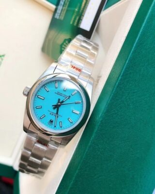 Replica Rolex Oyster Perpetual SS/SS Tiffany Blue/Stk Feature Highlight