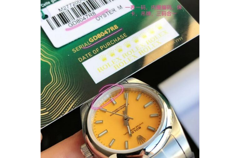 Replica Rolex Oyster Perpetual SS/SS Yellow/Stk Profile Shot