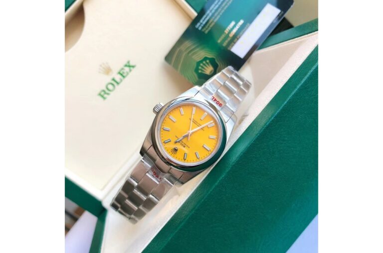 Replica Rolex Oyster Perpetual SS/SS Yellow/Stk Feature Highlight