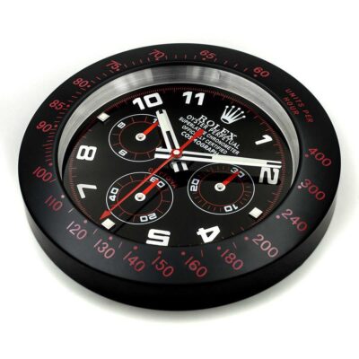 Replica ROLEX WALL CLOCK – DAYTONA BLACK/RED BEZEL Perspective View