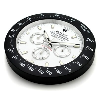 Replica ROLEX WALL CLOCK – DAYTONA WHITE DIAL BLACK BEZEL Perspective View