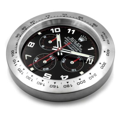 Replica ROLEX WALL CLOCK – DAYTONA BLACK/SILVER Angle Detail