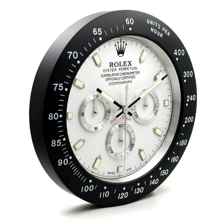Replica ROLEX WALL CLOCK – DAYTONA WHITE DIAL BLACK BEZEL
